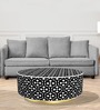Floral Bone Inlay Coffee Table in Black Finish
