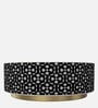 Floral Bone Inlay Coffee Table in Black Finish