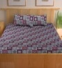 Grey Geometric 144 TC 100% Cotton King Sized Bed Sheets with 2 Pillow Covers