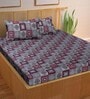 Grey Geometric 144 TC 100% Cotton King Sized Bed Sheets with 2 Pillow Covers
