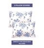 Blue Floral Cotton Queen Double Size Bed Sheet With 2 Pillow Covers