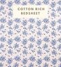 Blue Floral Cotton Queen Double Size Bed Sheet With 2 Pillow Covers