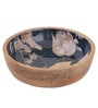Floral Decal Design 1000ml Solid Wood Serving Bowl