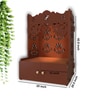Floral Designer Pattern Floor Temple with Spacious Wooden Shelf & Inbuilt Focus Light- Brown Finish