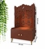 Floral Designer Pattern Floor Temple with Spacious Wooden Shelf & Inbuilt Focus Light- Brown Finish