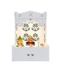 White Finish Floral Designer Pattern Floor Temple with Spacious Wooden Shelf & Inbuilt Focus Light-