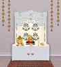 White Finish Floral Designer Pattern Floor Temple with Spacious Wooden Shelf & Inbuilt Focus Light-
