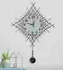 Black Fibre Floral Diamond Pendulum Wall Clock