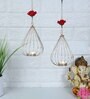 Floral Door Set of 2 Golden Metal Hanging Tea Light Holder