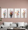 Floral Set of 4 Canvas Wall Painting Black Frame