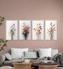 Floral Set of 4 Canvas Wall Painting Gold Frame