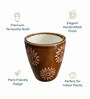 Floral Embossed Ceramic Planter Pot