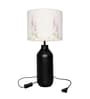 Floral Fabric Shade Table Lamp With Matte Black Base
