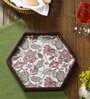 Floral Fantasy  Hexagon   Brown MDF Multipurpose Serving Tray