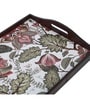 Floral Fantasy Brown Teak Wood & MDF Serving Tray (Set of 3) Reinvention factory