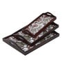 Floral Fantasy Brown Teak Wood & MDF Serving Tray (Set of 3) Reinvention factory