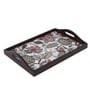 Floral Fantasy Brown Teak Wood & MDF Serving Tray Reinvention factory