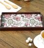 Floral Fantasy Brown Teak Wood & MDF Serving Tray Reinvention factory