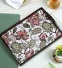 Floral Fantasy Brown Teak Wood & MDF Serving Tray Reinvention factory