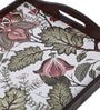 Floral Fantasy Brown Teak Wood & MDF Serving Tray Reinvention factory