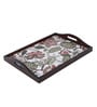Floral Fantasy Brown Teak Wood & MDF Serving Tray Reinvention factory