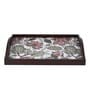 Floral Fantasy Brown Teak Wood & MDF Serving Tray Reinvention factory