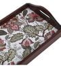 Floral Fantasy Brown Teak Wood & MDF Serving Tray Reinvention factory