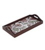 Floral Fantasy Brown Teak Wood & MDF Serving Tray Reinvention factory
