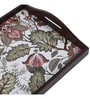 Floral Fantasy Brown Teak Wood & MDF Serving Tray Reinvention factory