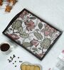 Floral Fantasy Brown Teak Wood & MDF Serving Tray Reinvention factory