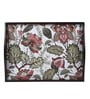 Floral Fantasy Brown Teak Wood & MDF Serving Tray Reinvention factory