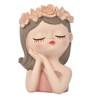Floral Girl Head Pink Resin Figurine
