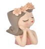 Floral Girl Head Pink Resin Figurine