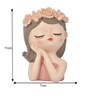 Floral Girl Head Pink Resin Figurine