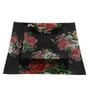Floral Glossy 7 Pcs Black & Red Glass Dinnerware Set