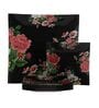 Floral Glossy 7 Pcs Black & Red Glass Dinnerware Set