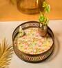 Floral Green & Pink Iron Round Serving Tray