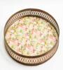 Floral Green & Pink Iron Round Serving Tray