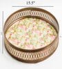 Floral Green & Pink Iron Round Serving Tray