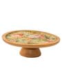 Floral Green  Mango Wood Cake Stand