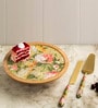 Floral Green  Mango Wood Cake Stand