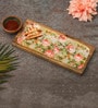 Floral Green Mango Wood Appetizer Platter with Dip Bowl