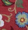 Red Wool Floral 3  x 5  Feet Hand Tufted Carpet