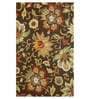 Brown Floral Wool 3 ft x 5 ft Hand Tufted Carpet