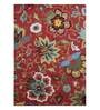 Red Wool Floral 3  x 5  Feet Hand Tufted Carpet