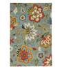 Blue Floral Wool 4 ft x 6 ft Hand Tufted Carpet