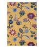Yellow Floral Wool And Viscose 5 ft x 7 ft Hand Tufted Carpet