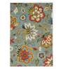 Blue Floral Wool 8 ft x 10 ft Hand Tufted Carpet