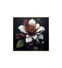Floral Harmony in White Glass Finish Square Wall Art