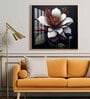 Floral Harmony in White Glass Finish Square Wall Art